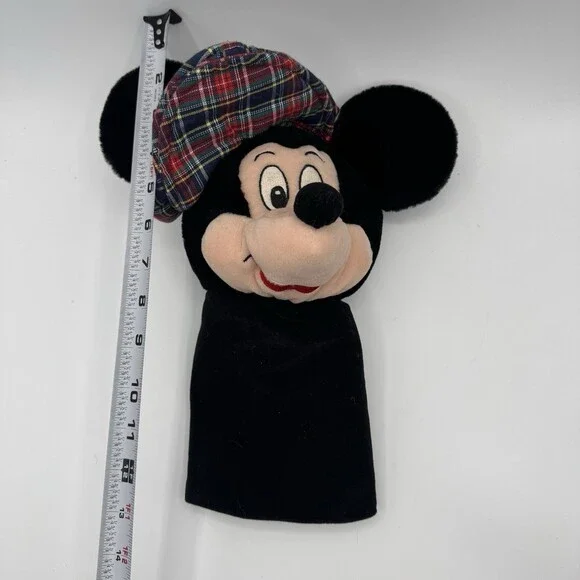 Disney Store Mickey Mouse Plush Golf Club Cover Plaid Hat White Pom Disney Park - Picture 5 of 5